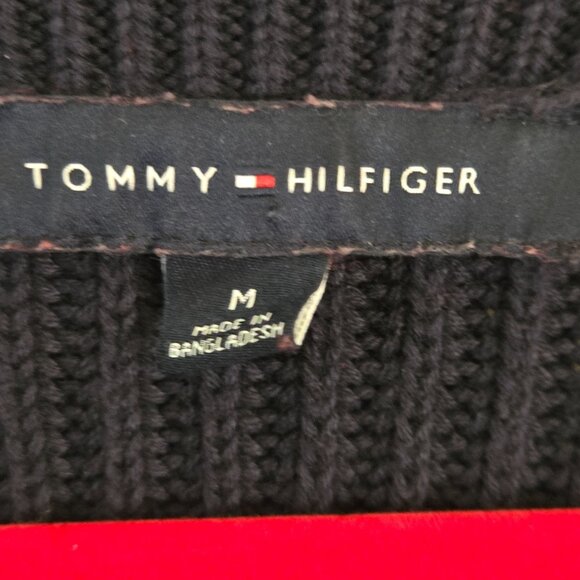 Tommy Hilfiger Patriotic Red White Blue CableKnit Crewneck Sweater Size M - Picture 6 of 6